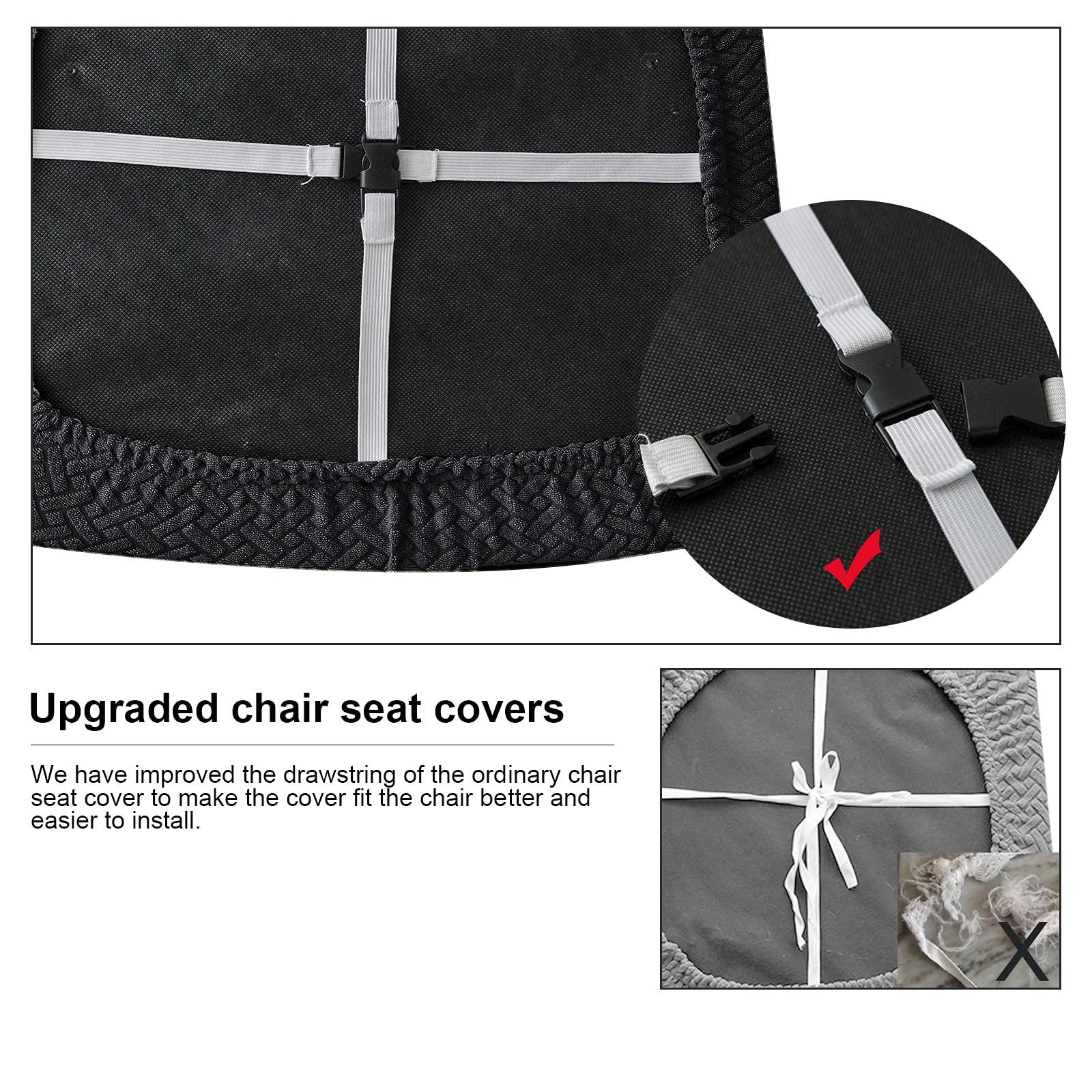 Genina Waterproof Seat Covers For Dining Room Chairs Covers Dining Chair Seat Covers Kitchen Chair Covers Slipcovers (Black, 4 Pcs)