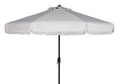 Safavieh Pat8008C Collection Milan Fringe 9Ft Crank Outdoor Push Button Tilt Umbrella, White/White