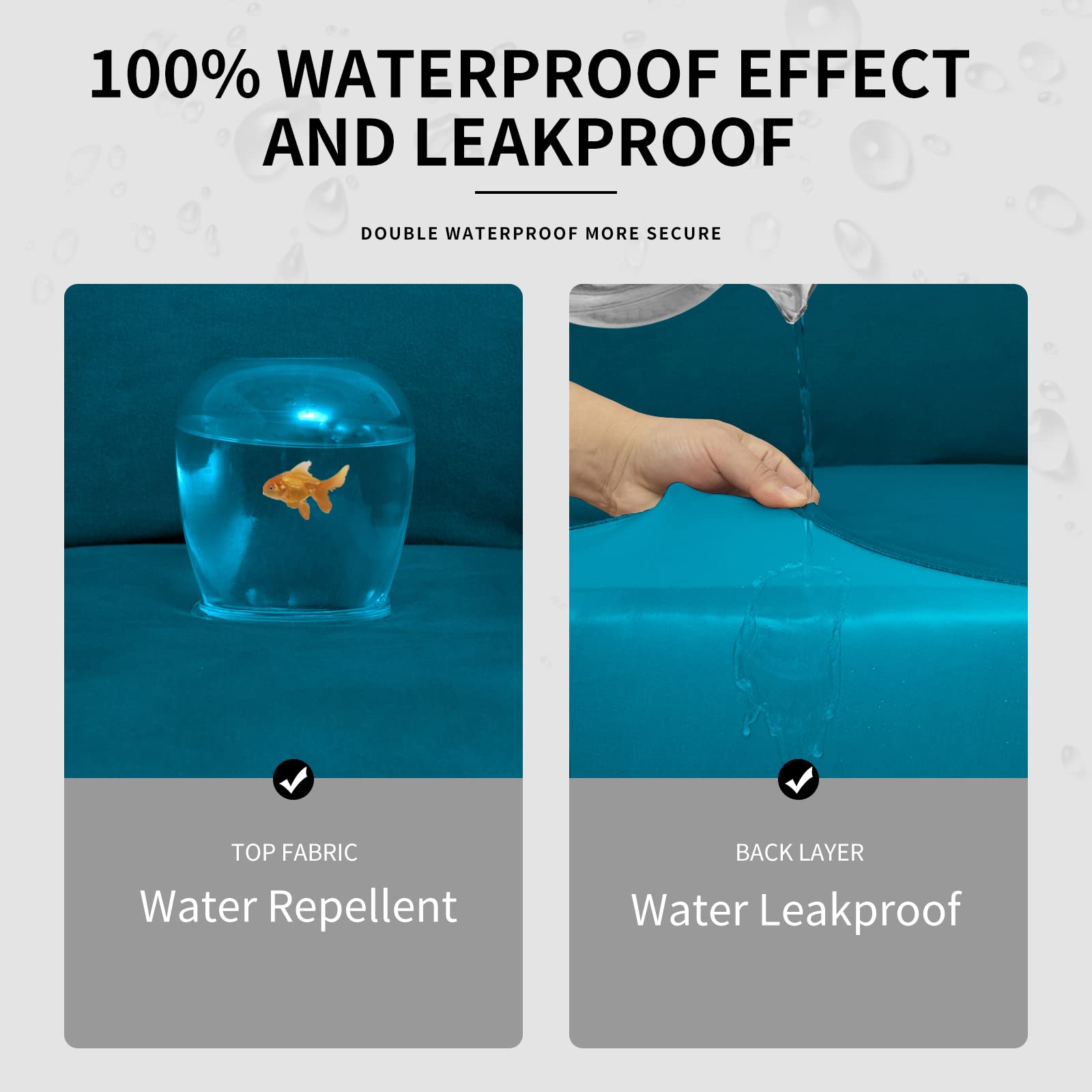 Easy-Going 100% Dual Waterproof Oversized Loveseat Cover Stretch Soft Couch Cover For Dogs, Sofa Slipcover For 2 Separate Cushion Couch Leakproof Furniture Protector Peacock Blue