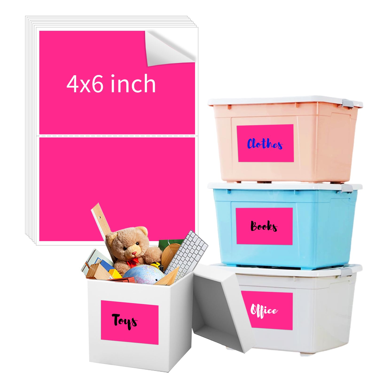 80 Pcs Labels For Storage Bins, 6 X 4 Inch Removable Labels For Storage Bins, Water/Oil/Tear Resistant No Residue Storage Bin La