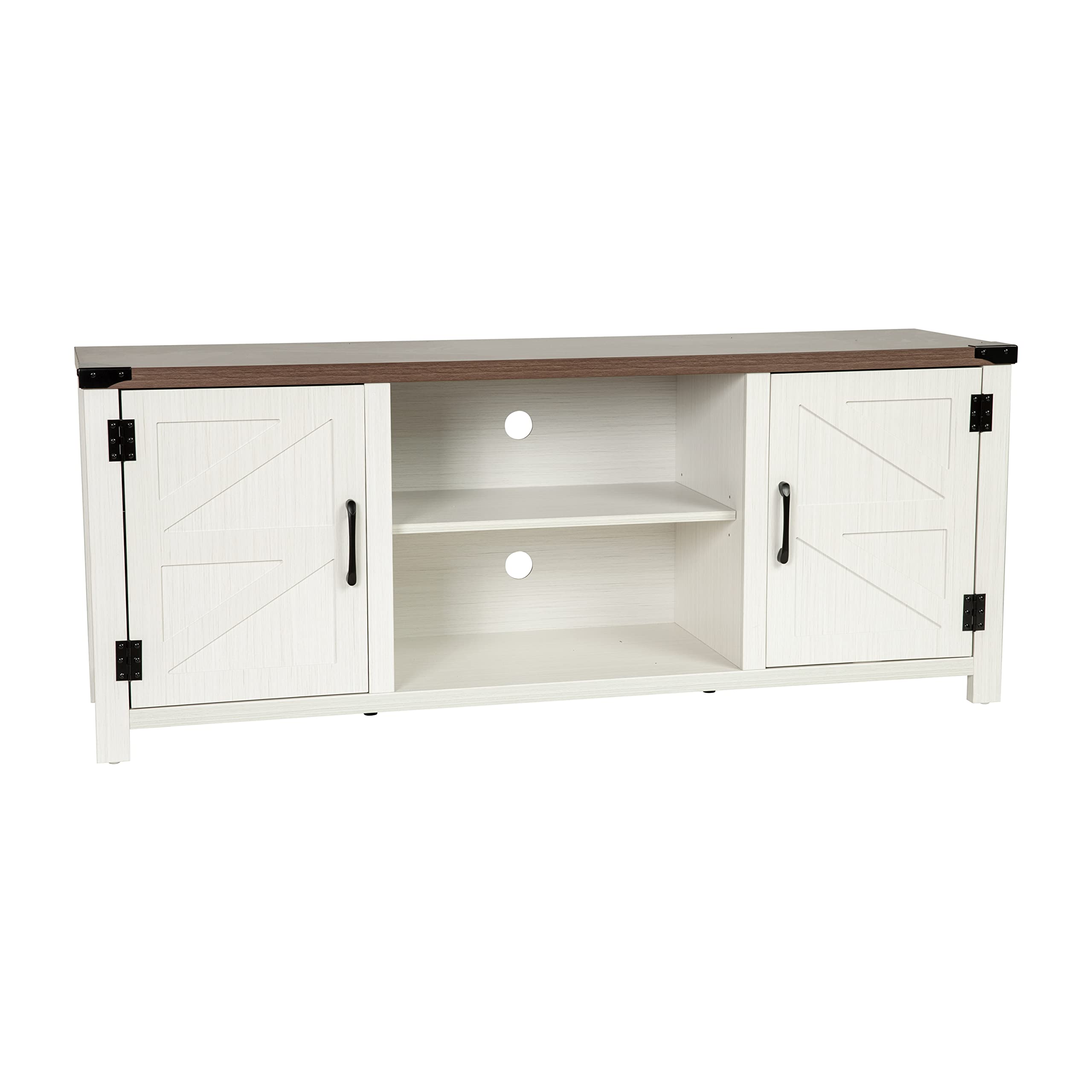 Flash Furniture Farmhouse Barn Door Wooden TV Stand for up to 65 TVs, Media Console/TV Cabinet with Adjustable Shelf, Barn Doors