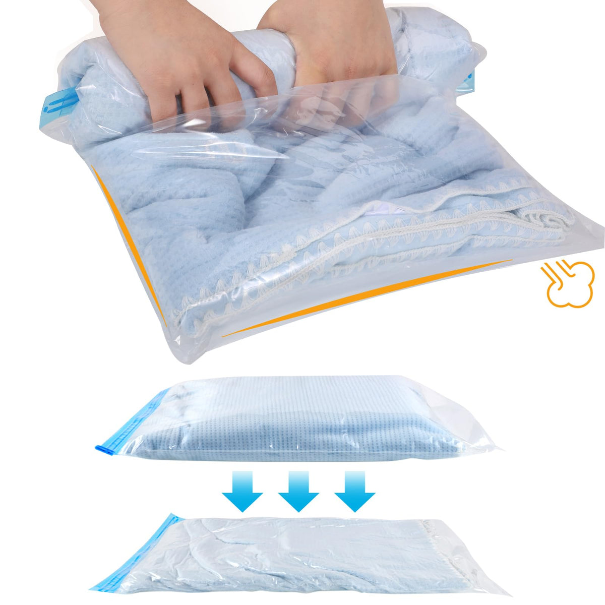 Dntorx 12 Pack Travel Compression Bags, 40x60cm Medium Vacuum Bags for Travel, Space Saving Bags for Suitcases, Travel Essential