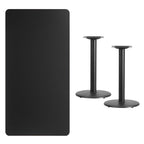 Flash Furniture 30'' x 60'' Rectangular Black Laminate Table Top with 18'' Round Table Height Bases