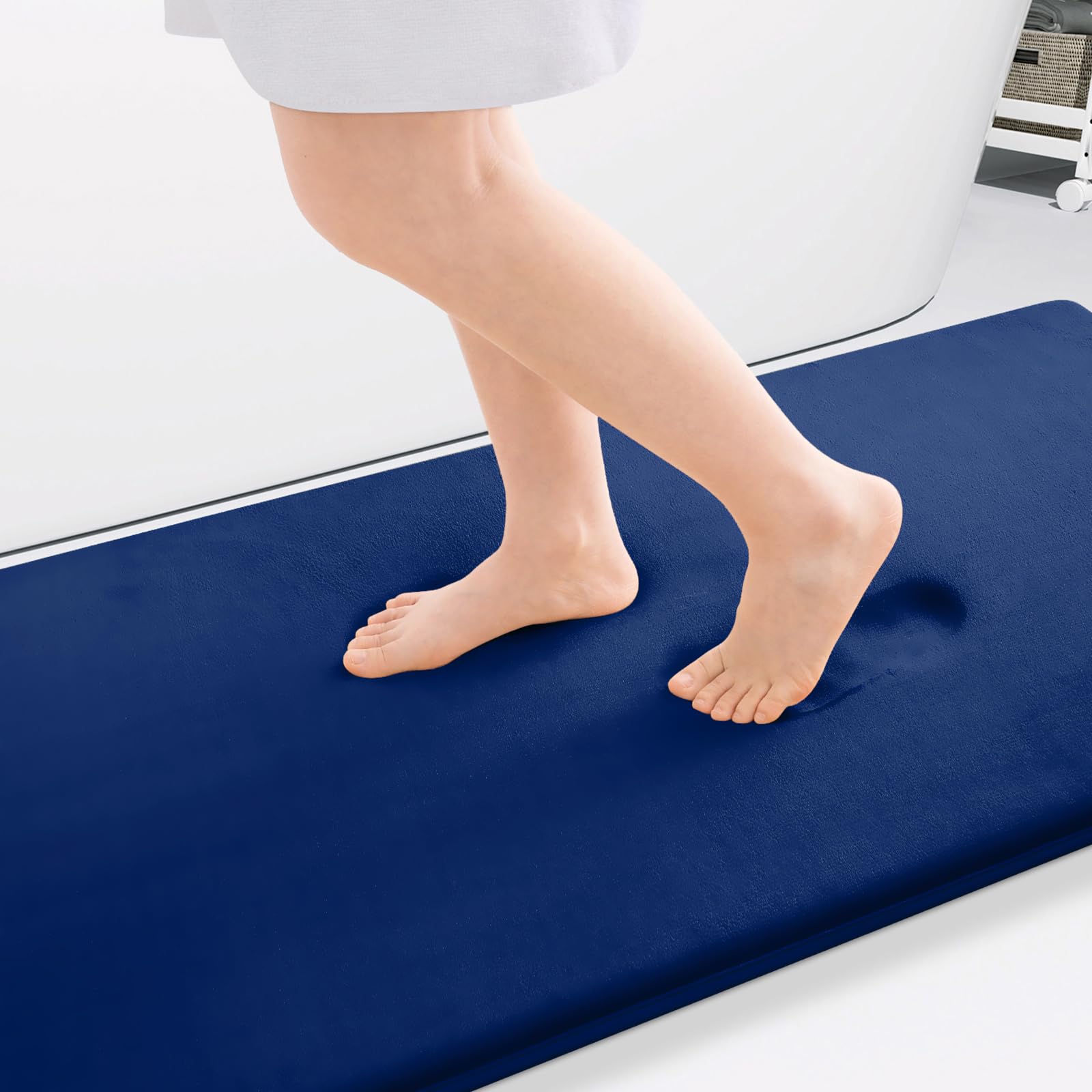 Smiry Memory Foam Bath Mat 59 x 34, Extra Soft Absorbent Bathroom Rugs Non Slip Bath Rug Runner for Shower Bathroom Floors, 