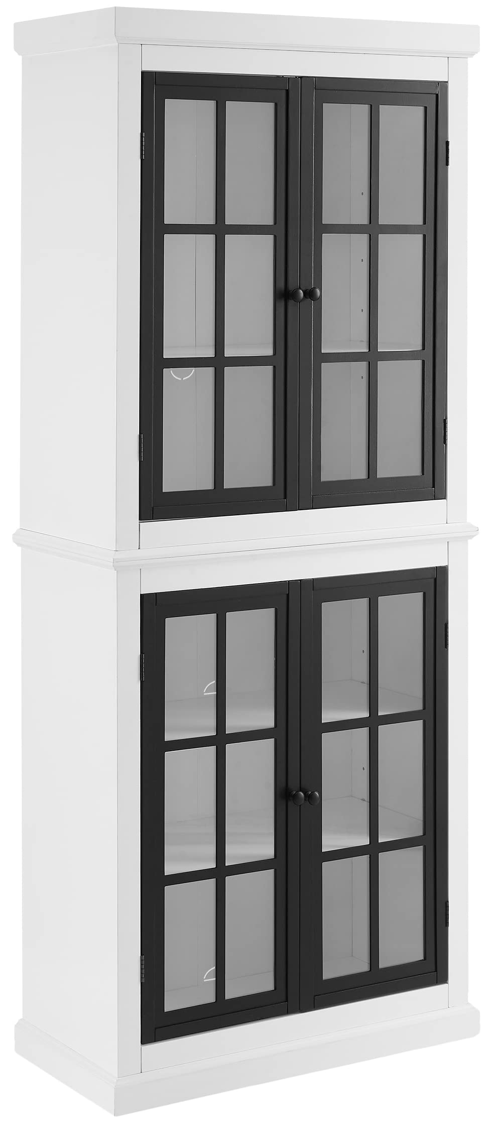 Crosley Furniture Cecily Tall Pantry Storage Cabinet With Shelves For Kitchen Or Laundry Room, White/Matte Black