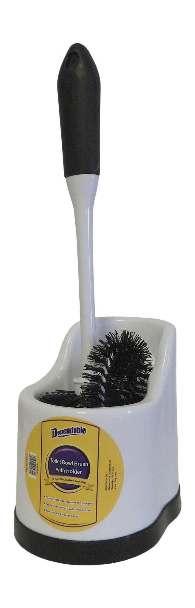 Dependable Industries Inc. Essentials Toilet Bowl Brush Set With Rim Cleaner And Holder Set - Toilet Bowl Cleaning System With S
