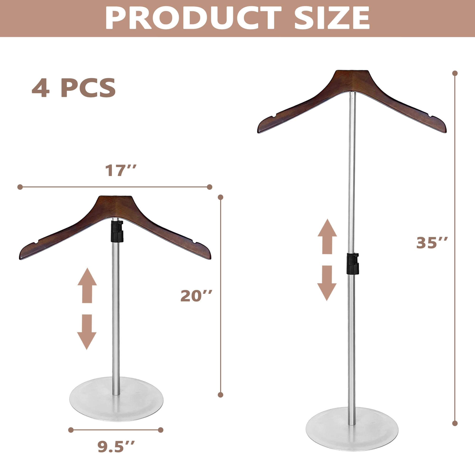 Koretech 4 Pack Shirt Display 35'' Height Adjustable Shoulder Stand Shirt Rack, T Shirt Display Stand For Shops, Steaming Clothe