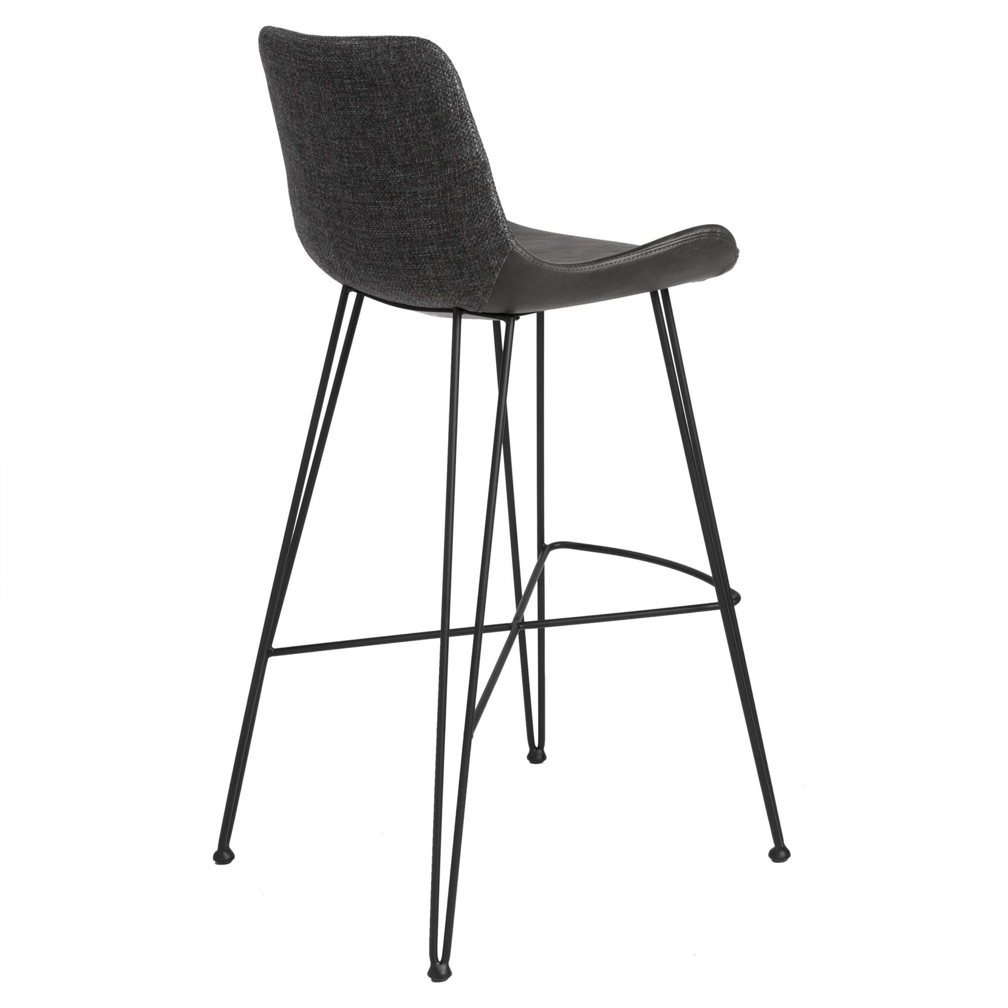 HomeRoots 22.45' X 19.3' X 40.16' Dark Gray Leatherette Bar Stool with Matte Black Legs