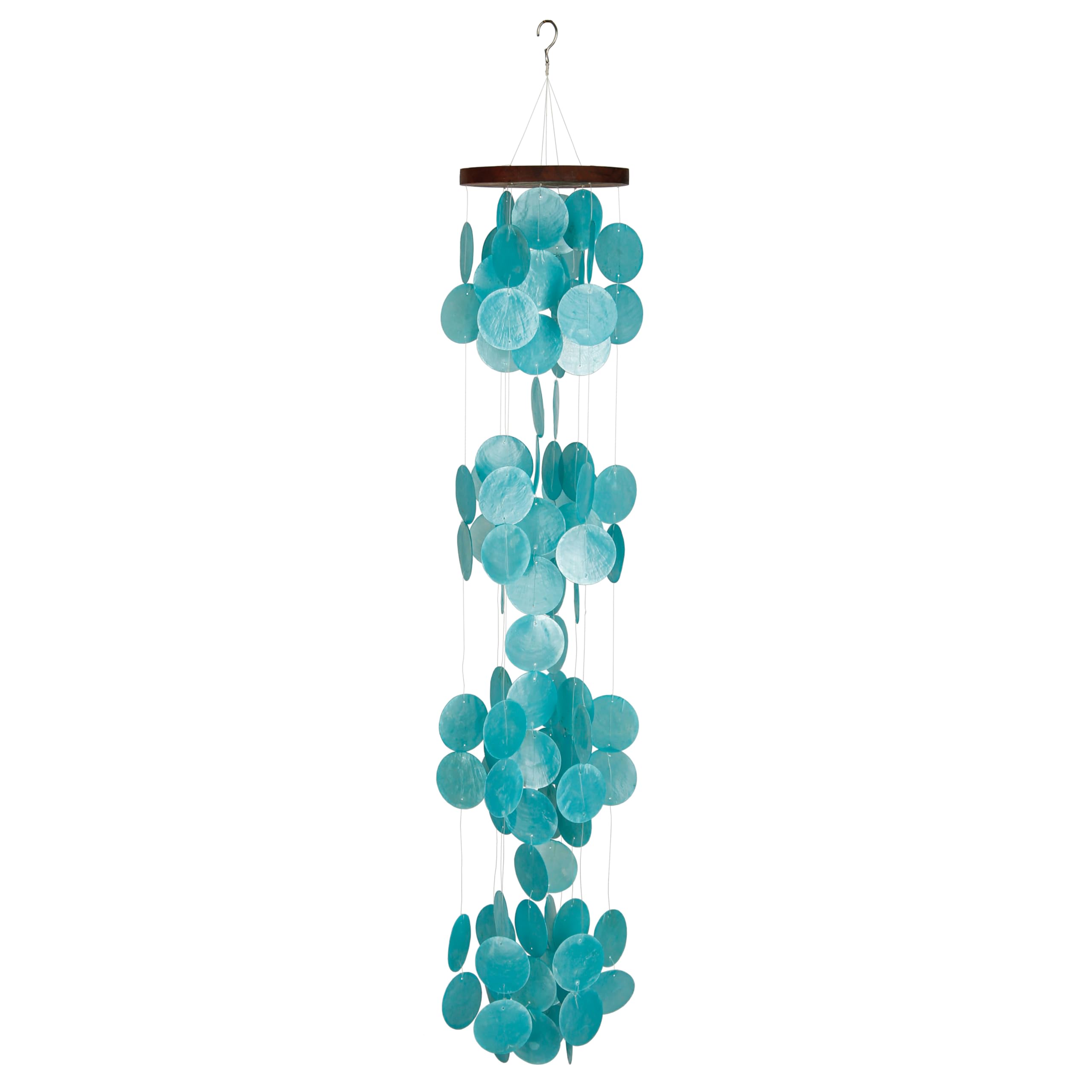 Woodstock Chimes Asli Arts Collection, Capiz Waterfall, 40' Azure Capiz Wind Chimes For Outdoor, Patio, Home Or Garden D  Cor,