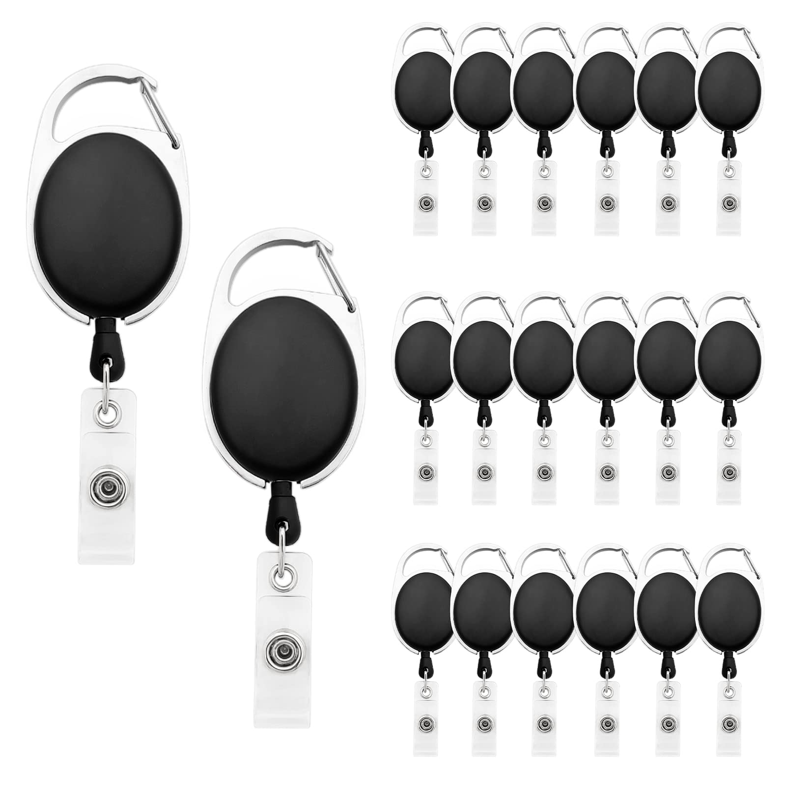 Fushing 20Pcs Retractable Id Badge Holders Id Badge Reels With Clip Retractable Badge Holders For Office Worker Doctor Nurse (Bl