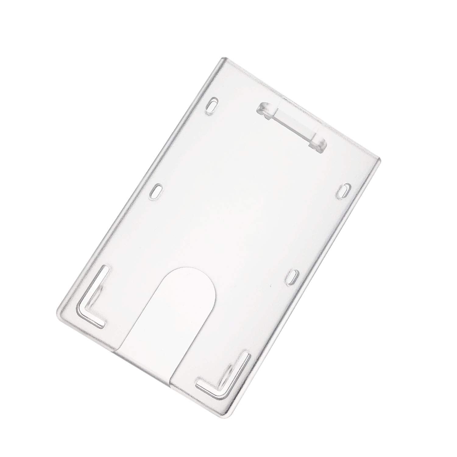 Fallen One 50 Pack Id Badge Holders, Hard Plastic Id Holders For Lanyards With Thumb Slot, Vertical