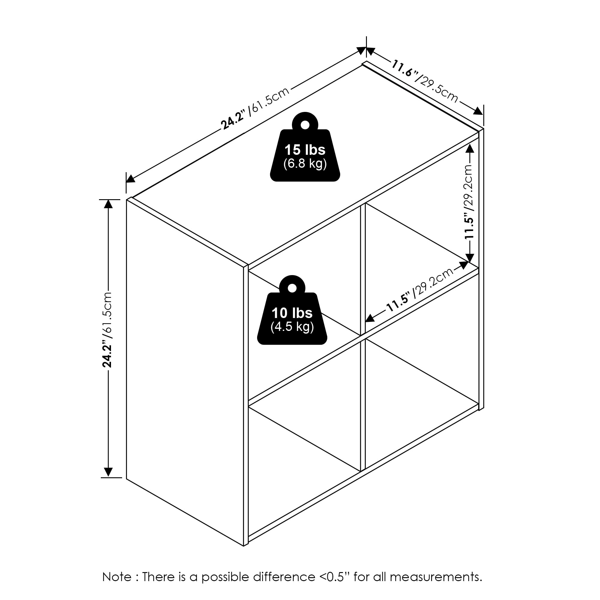 Furinno Pelli Cubic Storage Cabinet, 2x2, Espresso