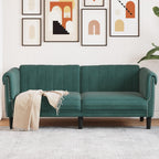 vidaXL Dark Green Velvet 2-Seater Sofa - Upholstered Loveseat for Living Room/Lounge/Occasional Couch - Modern Elegant Design Comfortable Seating (71.7 x 30.3 x 29.1 inches)