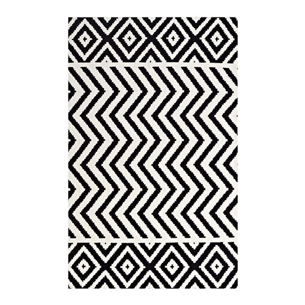 Modway Ailani Geometric Tribal 8X10 Area Rug With Diamond And Chevron Design In Black And White