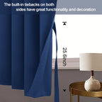 Jiuzhen Blackout Curtains For Bedroom - Thermal Insulated Room Darkening Rod Pocket Curtains For Living Room, Set Of 2 Panels With Tiebacks,38X45 Inch Length, Classic Blue