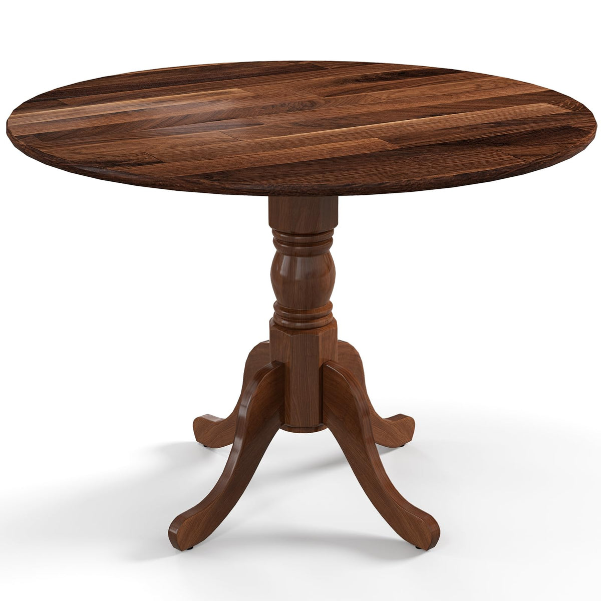 Giantex Round Dining Table, 40' D X 29' H, Rubber Wood Pedestal Table W/Round Tabletop & Curved Trestle Legs, 4-Person Dinner Table For Kitchen, Dining Room, Restaurant (Walnut)