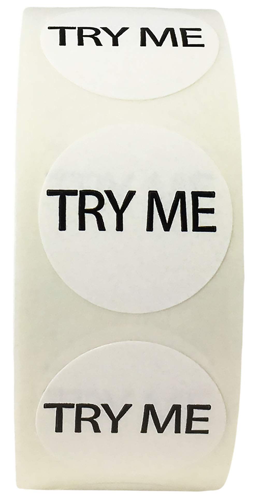White Try Me Circle Dot Stickers, 3/4 Inch Round, 500 Labels On A Roll