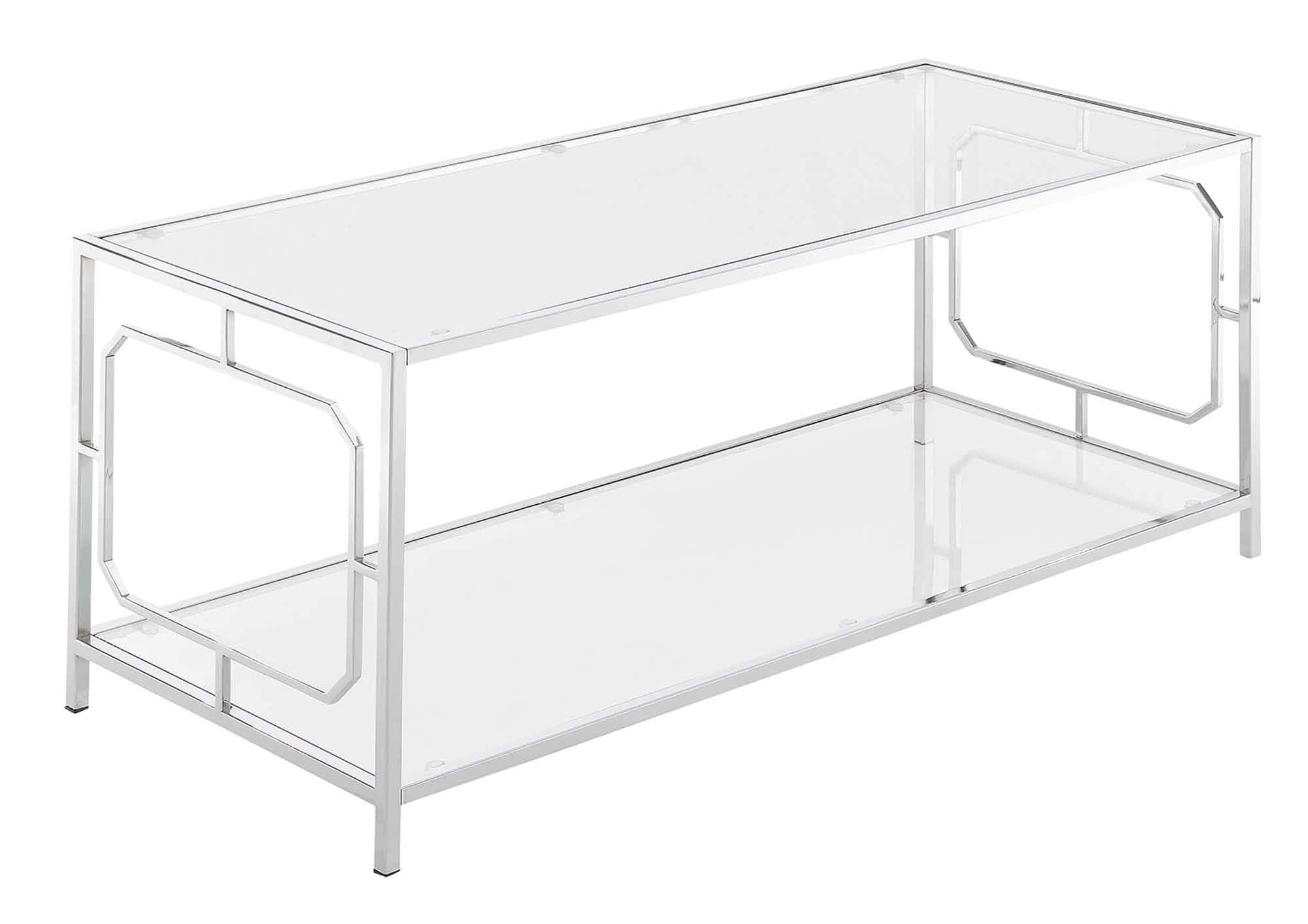 Convenience Concepts Omega Chrome Coffee Table, Clear Glass / Chrome Frame