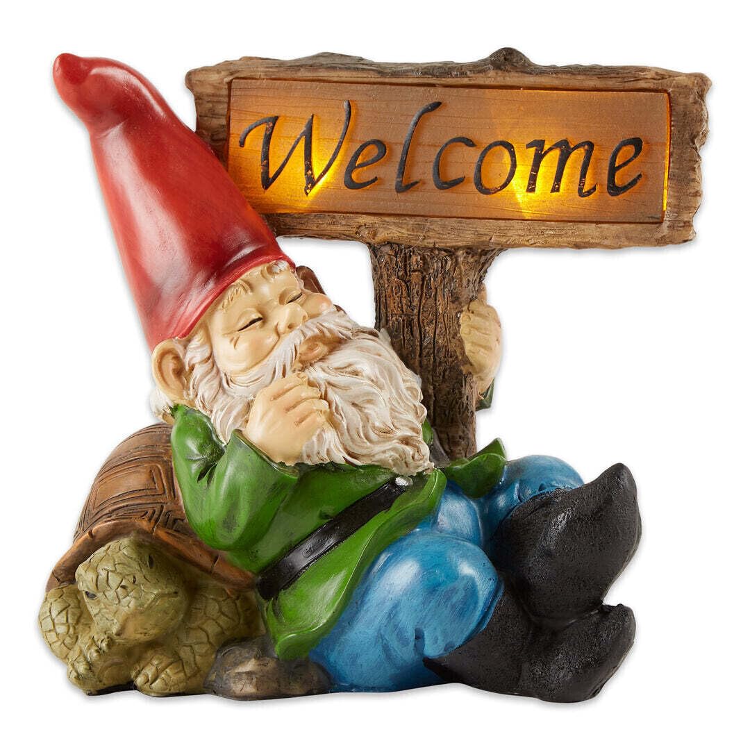 Zings & Thingz 57071177 Light-UP Welcome Garden GNOME, No Size, Brown