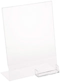 Dazzling Displays Clear Slanted Sign Holder Picture Frame 8.5 X 11 With Attached Business Card Holder Premium Acrylic Sign Holde