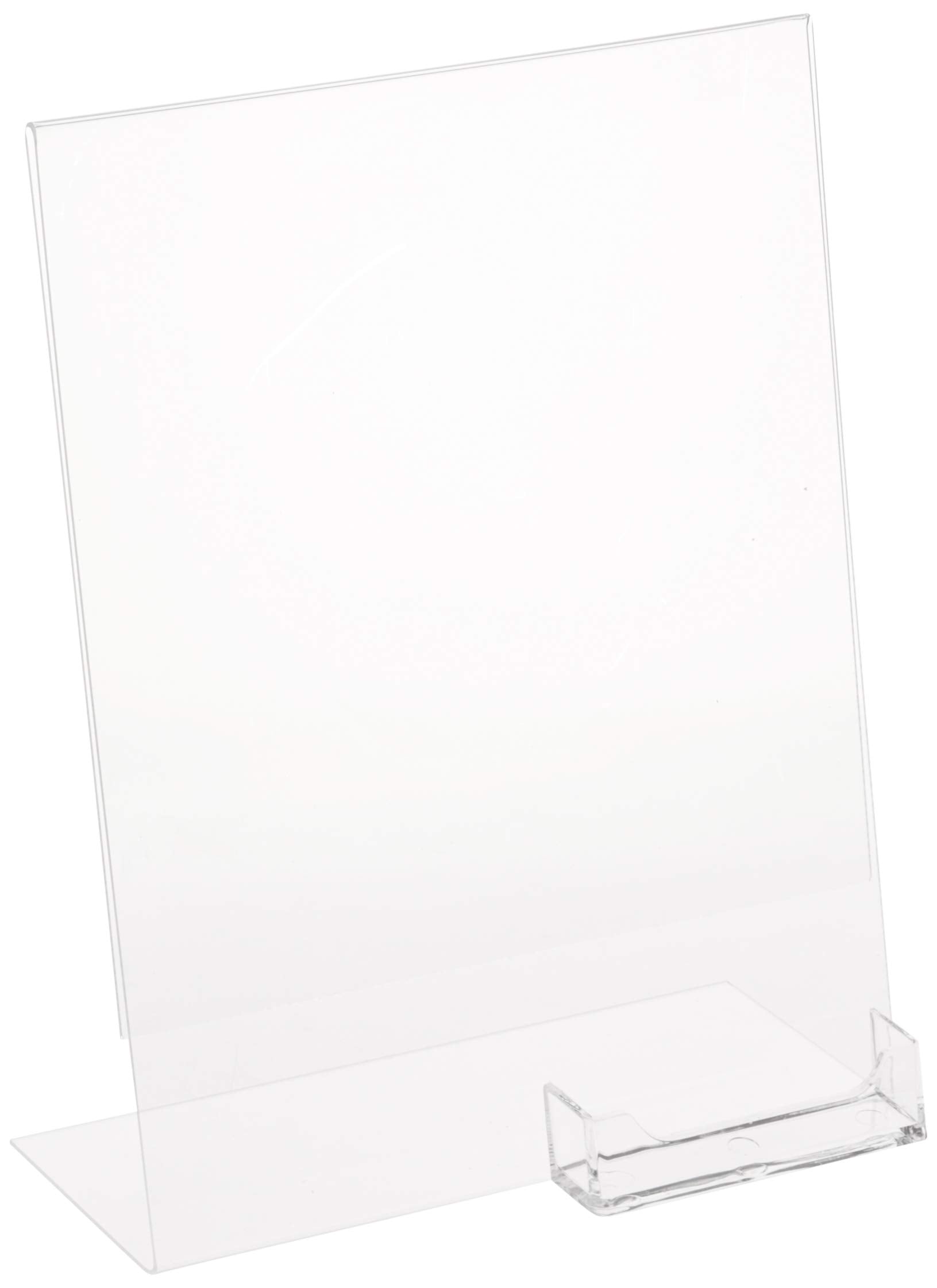 Dazzling Displays Clear Slanted Sign Holder Picture Frame 8.5 X 11 With Attached Business Card Holder Premium Acrylic Sign Holde