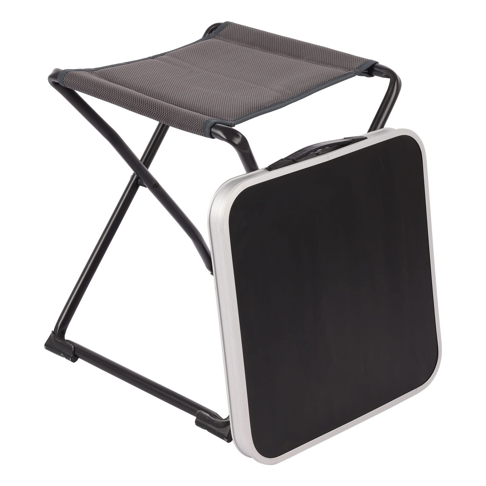 SUNNYFEEL 3 in 1 Folding Camping Table and Stool, Footrest, Lightweight Up to 300 LBS, Easy to Carry, Portable Camp Stool for Be