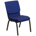 Flash Furniture Hercules Series 18.5''W Stacking Church Chair In Navy Blue Patterned Fabric - Gold Vein Frame
