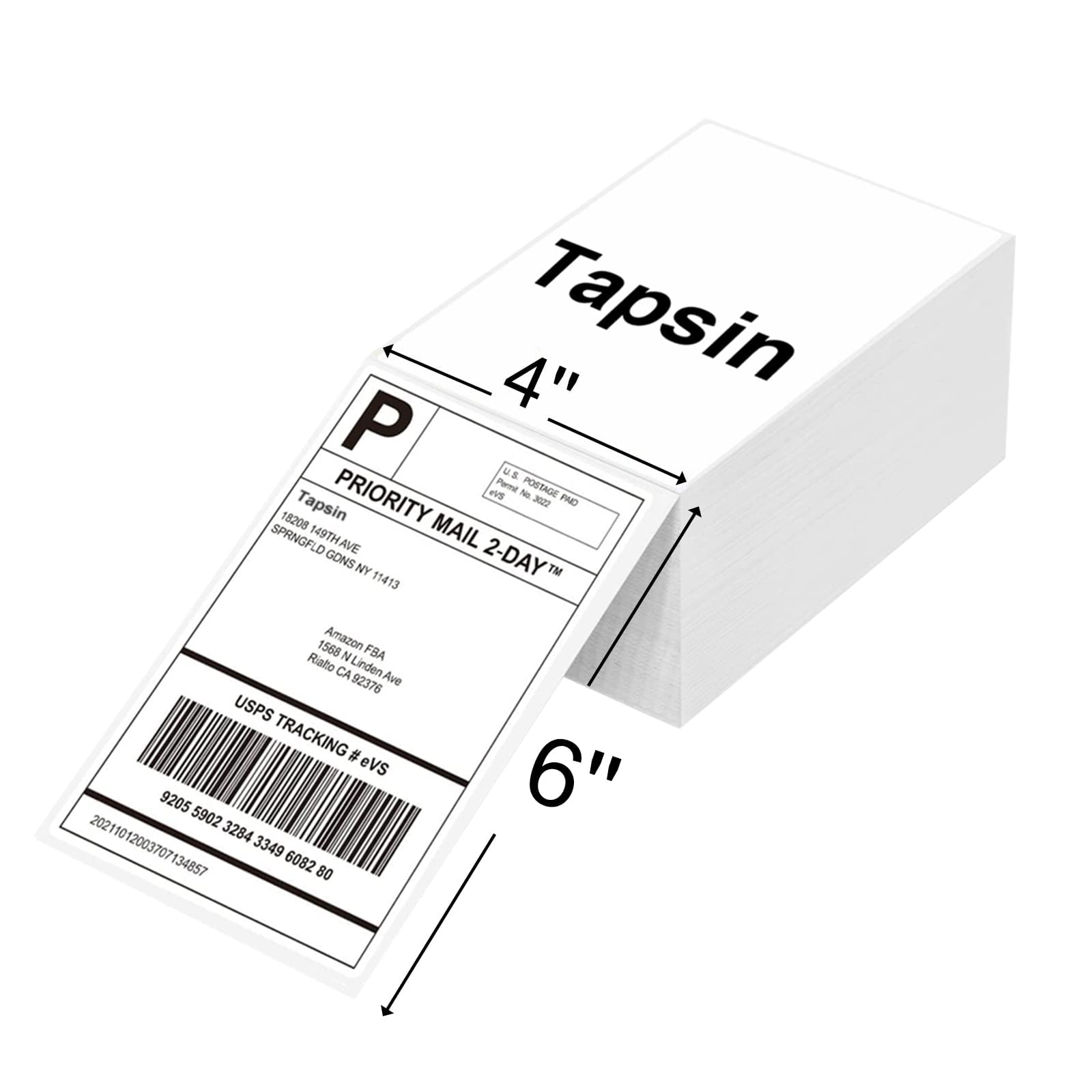 Tapsin 4X6 Thermal Labels - Fanfold Direct Thermal Labels With Perforations For Thermal Printer - Permanent Adhesive & Smoothly
