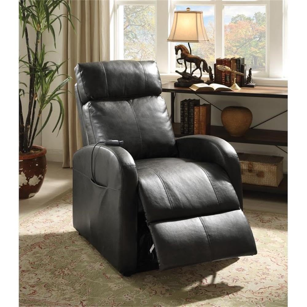 Acme Ricardo Faux Leather Tufted Upholstered Recliner With Power Lift In Brown
