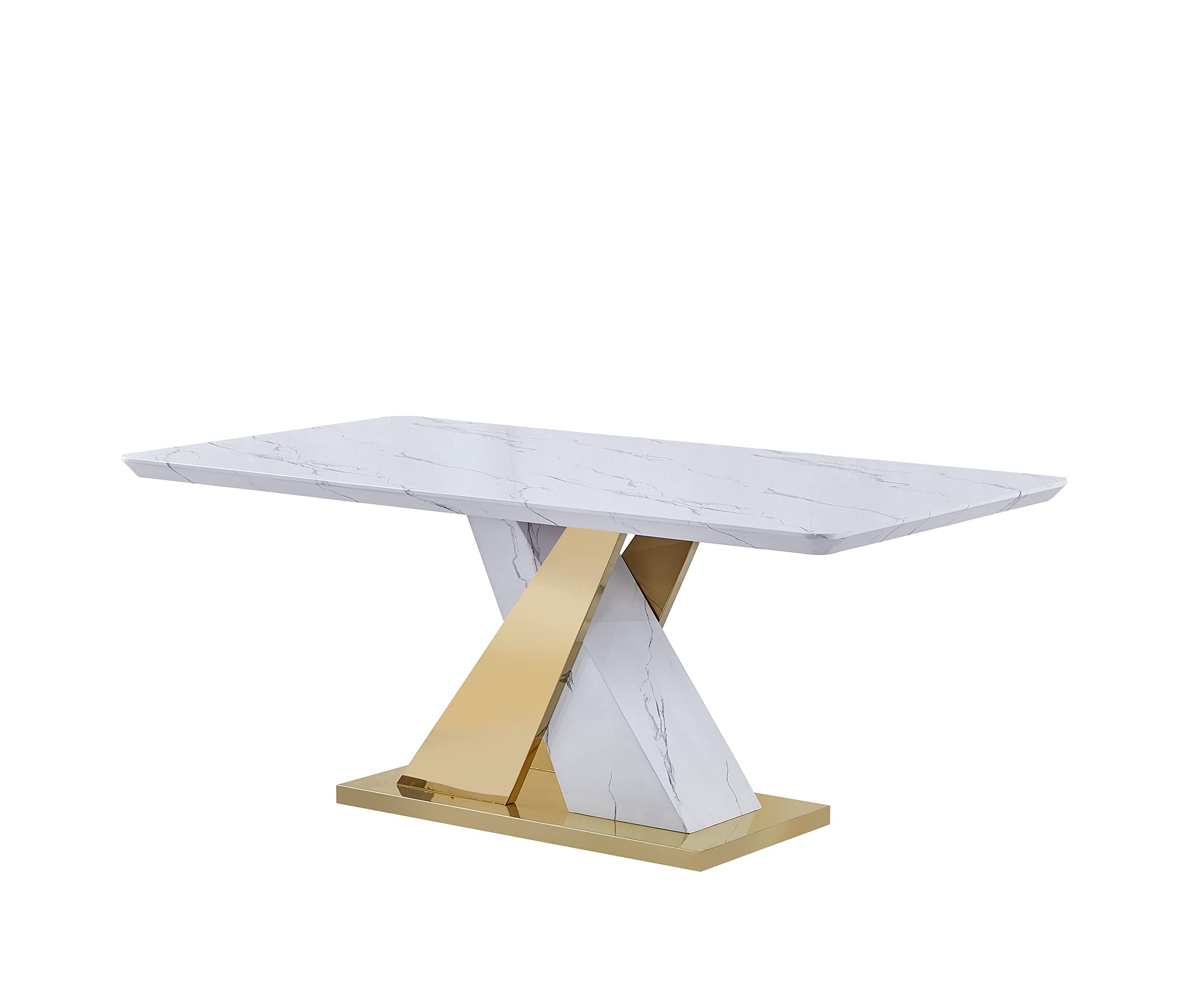 Best Quality Furniture D215-6SC177 Dining Set, White/Cream/Gold