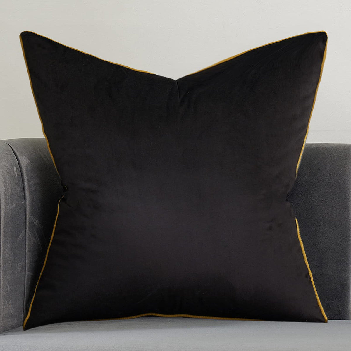 Avigers 18 X 18 Inches Black Solid Cushion Case Luxury Modern Square Throw Pillow Cover Decorative Pillow For Couch Living Room