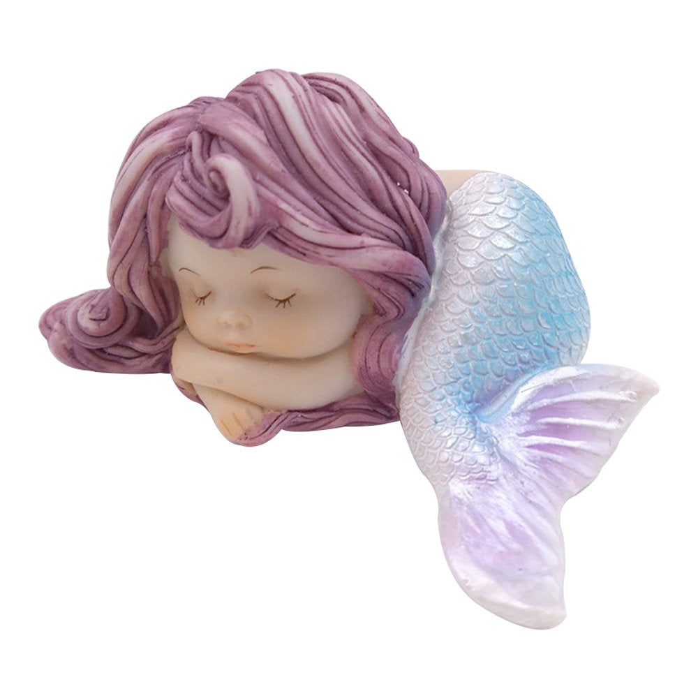 Lshcx Resin Sleeping Little Mermaid Statue For Miniature Fairy Garden And Aquarium Decorations