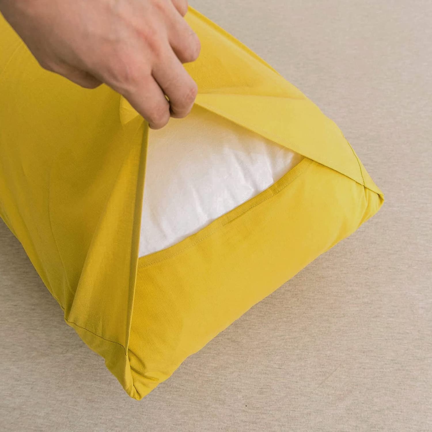 Jellymoni Pillowcases Standard Set Of 2 Cotton Envelope Pillow Covers Ginger 20  26In Bed Pillow Cases 100% Washed Cotton Soft B