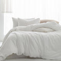 Fossa Duvet Cover Set, 100% Washed Cotton Linen Feel Super Soft Breathable Cozy Simple Style 3 Pieces Bedding Sets Solid Off Whi