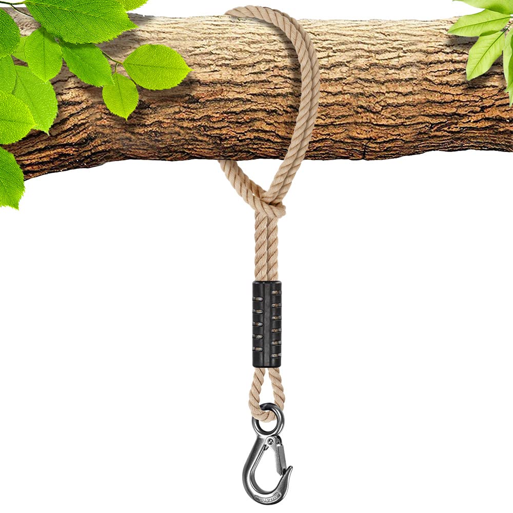 Benelabel Tree Swing Rope, 59Inch, Hammock Tree Swing Hanging Strap, Heavy Duty Hook, For Indoor Outdoor Swing Hammock Playgroun