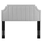 Modway Alyona Channel Tufted Performance Velvet Twin Headboard in Light Gray