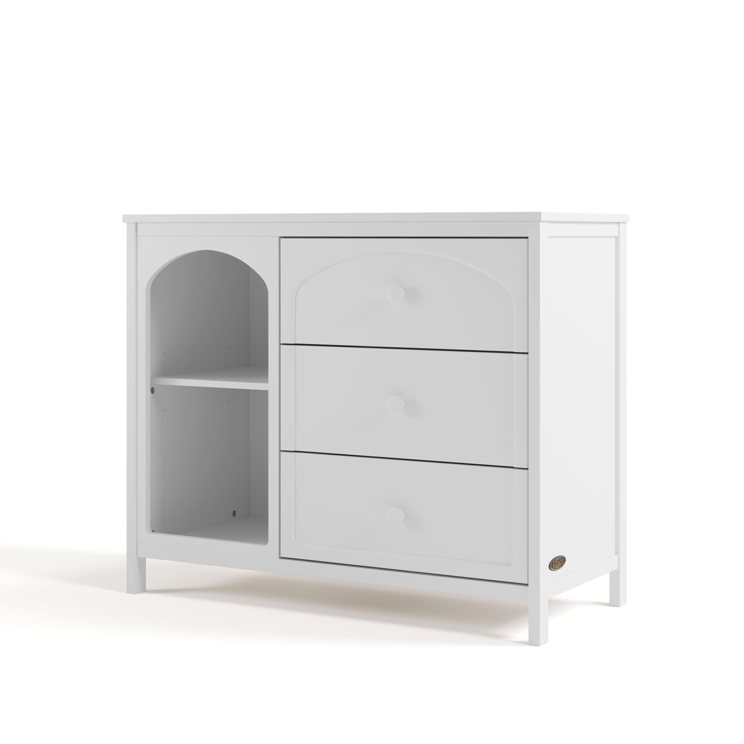 Graco Olivia 3 Drawer Combo Dresser (White) - GREENGUARD Gold Certified Baby Dresser, Kids Bedroom Storage Organizer, Interlocki