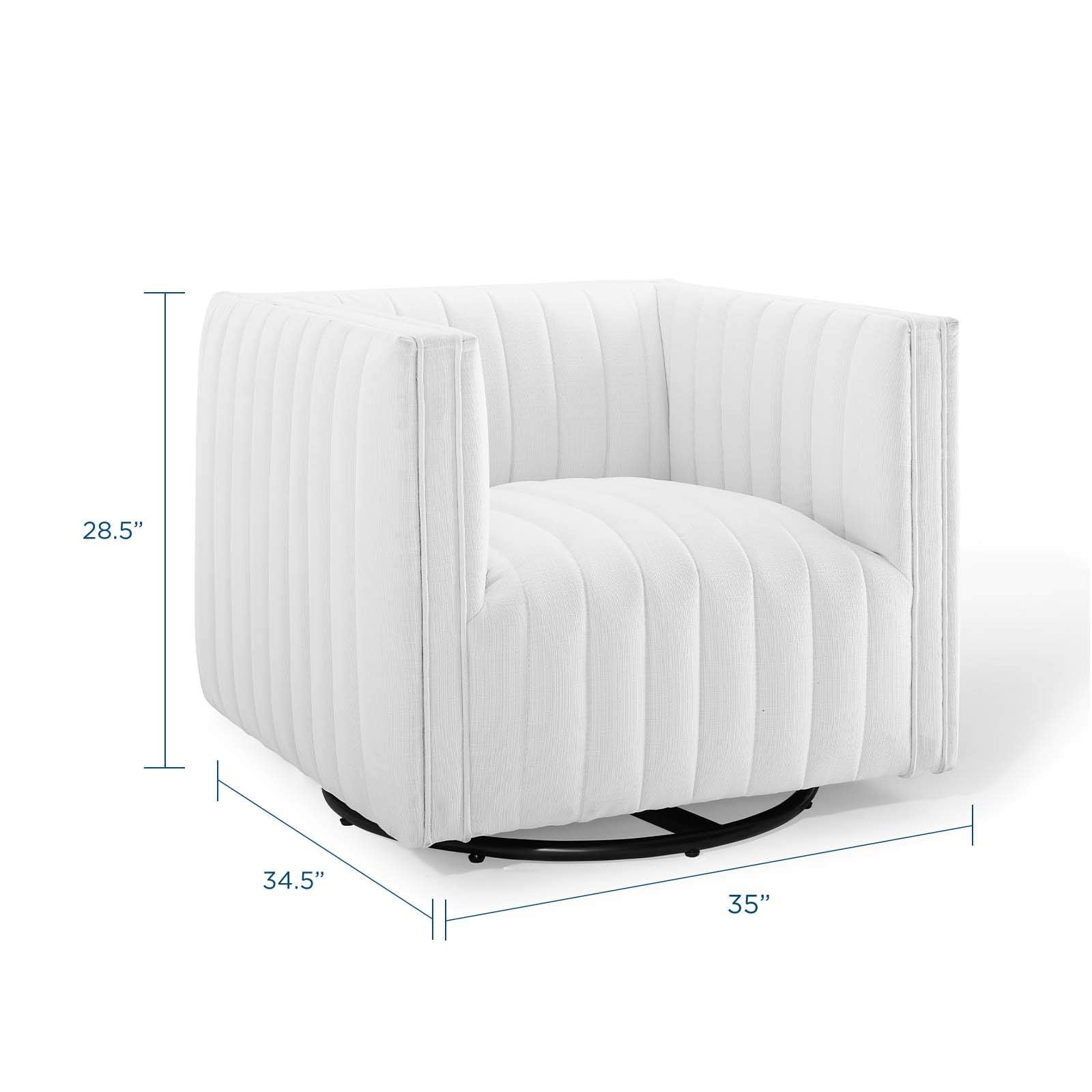 Modway Conjure Channel Tufted Upholstered Accent White, Swivel Armchair