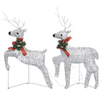 vidaXL 2-Piece Glowing Christmas Reindeer, Cold White LED Lights, 8 Lighting Modes, Weather-Resistant for Outdoor & Indoor Holiday Yard Decor, with Removable Neck Decoration
