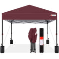 Best Choice Products 8x8ft Pop Up Canopy Tent, Outdoor Shade, 1 Person 1 Minute Set Up, Carry Case, 4 Weight Bags - Burgundy