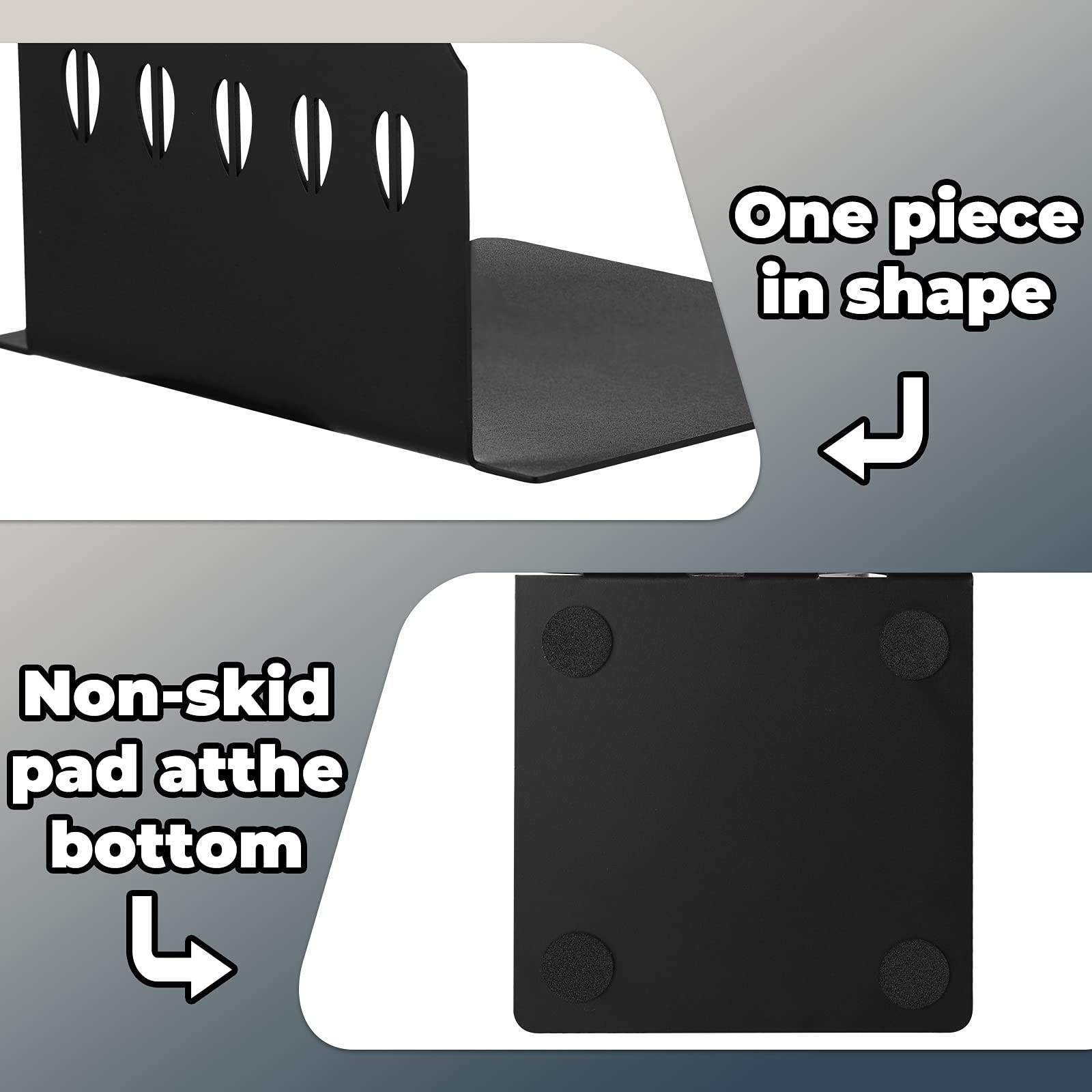 Black Kitchen Bookends 5.9 X 3.9 X 3.9 Inch Spoon Decorative Cookbook Metal Book Ends With Non-Slip Mat Metal Cookbook Storage B