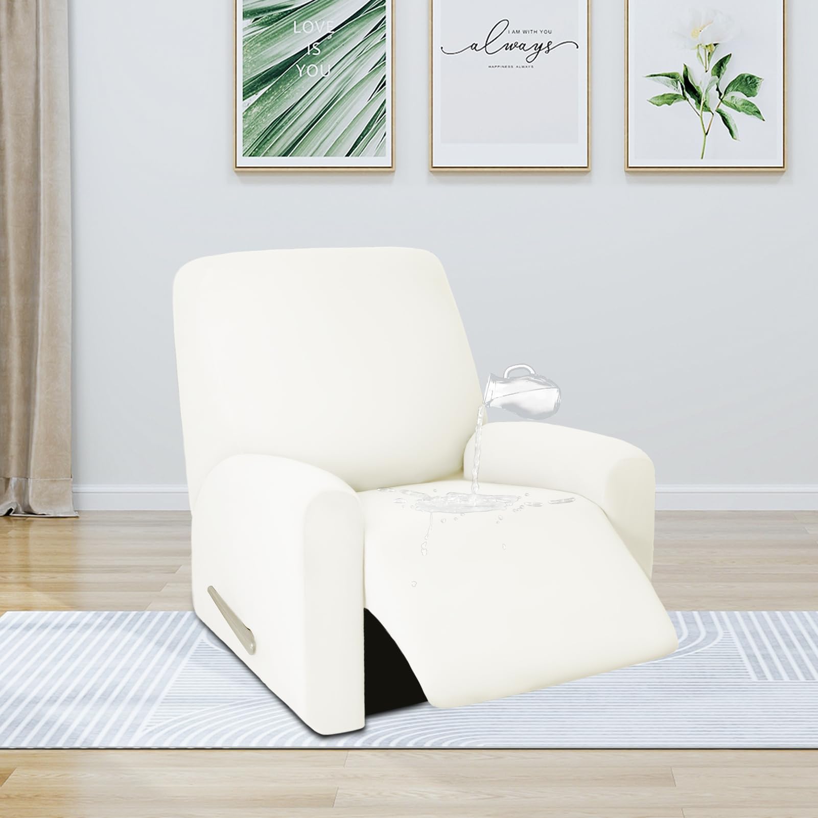 Purefit 100% Dual Waterproof Couch Cover Slipcovers For Couches And Sofas - Stretch Non Slip Fleece Sofa Covers Washable, Leakproof Furniture Protector For Kids, Pets, Dog (Recliner, Beige)