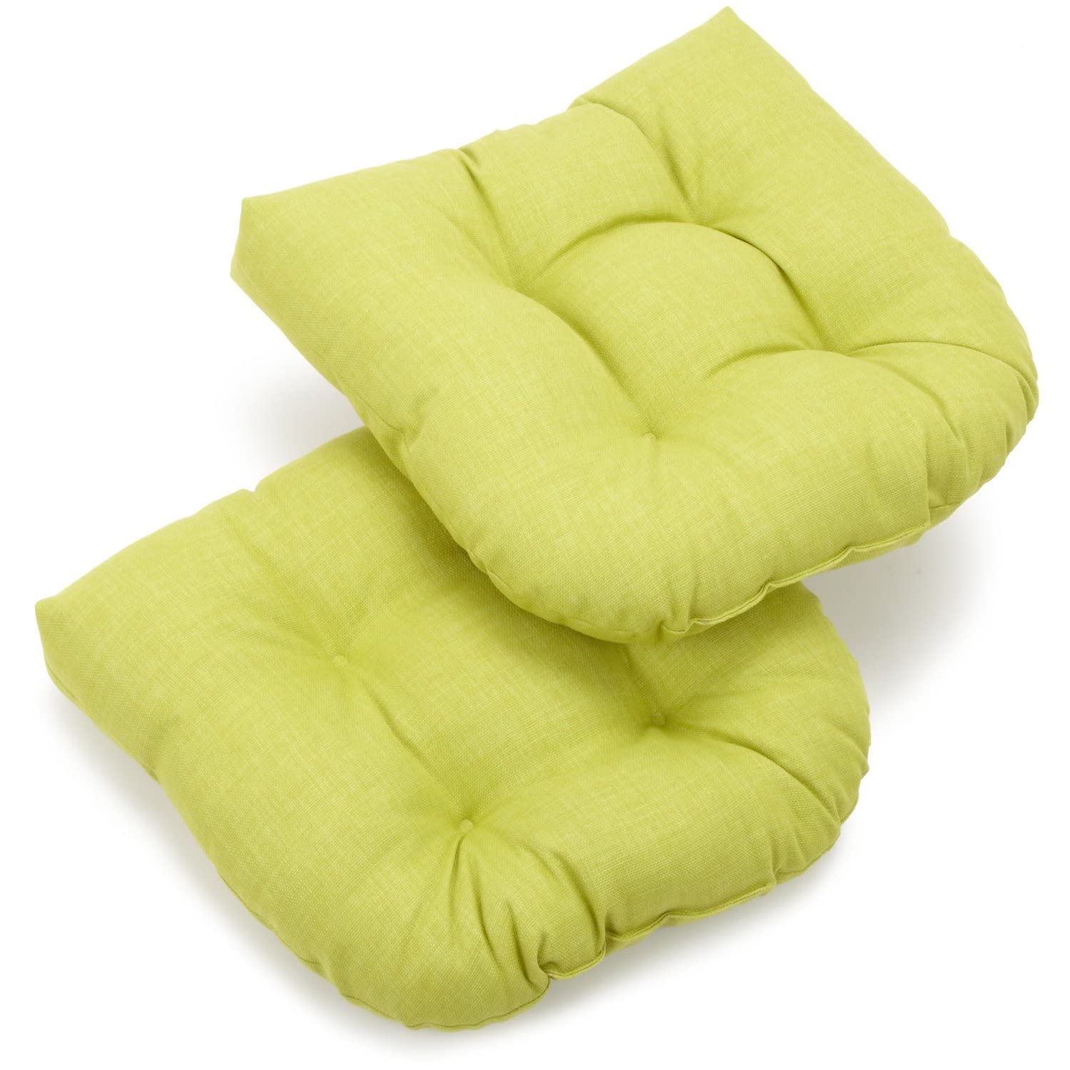 Blazing Needles Outdoor Spun Poly 19-Inch by 19-Inch by 5-Inch All Weather UV Resistant U-Shaped Cushions, Lime, Set of 2