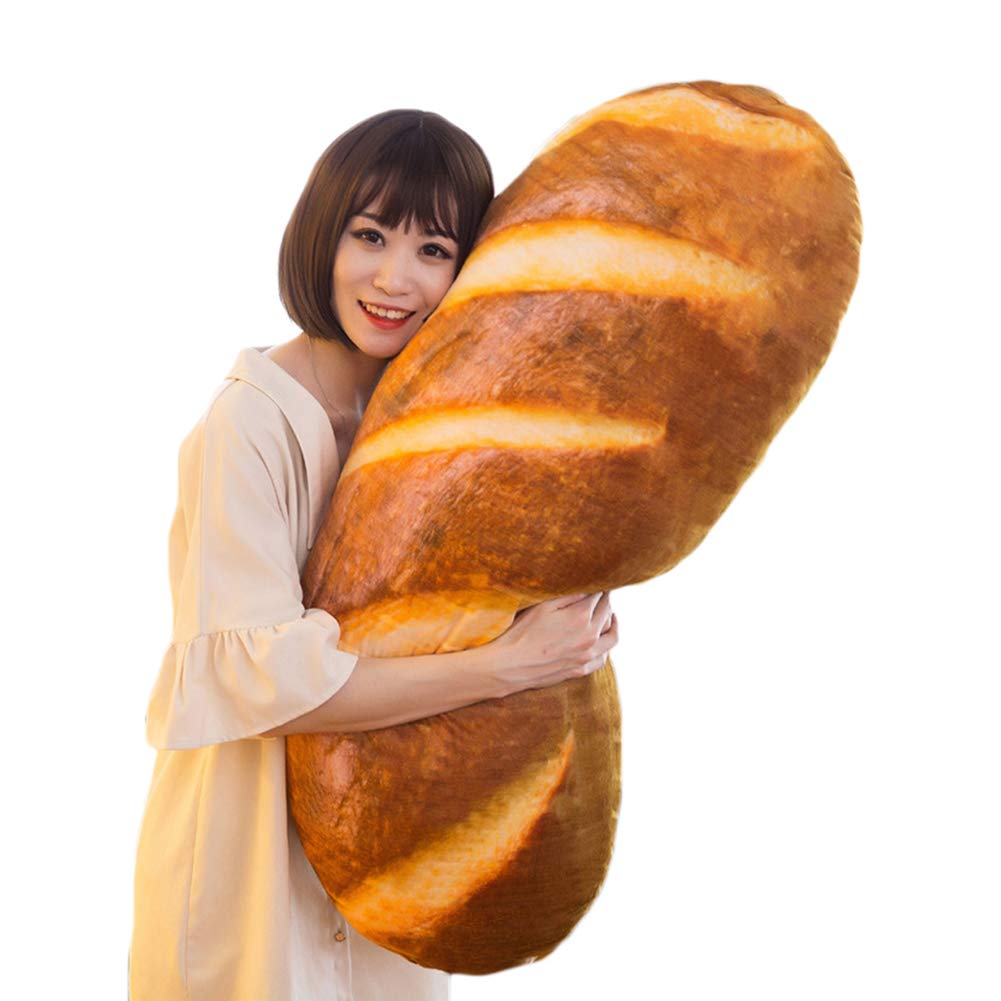 Levenkeness 3D Simulation Bread Plush Pillow,Soft Butter Toast Bread Food Pillow Lumbar Back Cushion Stuffed Toy For Home Decor