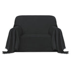 Purefit Geometric Jacquard Throw Sofa Cover - Textured Soft Washable Decorative Couch Covers For 3 Cushion Couch, Throw Cover With Tassels Furniture Protector For Pets, Kids (Small, Dark Gray)