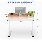Flexispot En1 Bamboo Standing Desk 55 X 28 Inches Whole-Piece Curved Natural Bamboo Desktop Ergonomic Electric Sit Stand Up Desk Memory Controller(White Frame + 55' Bamboo Top, 2 Packages