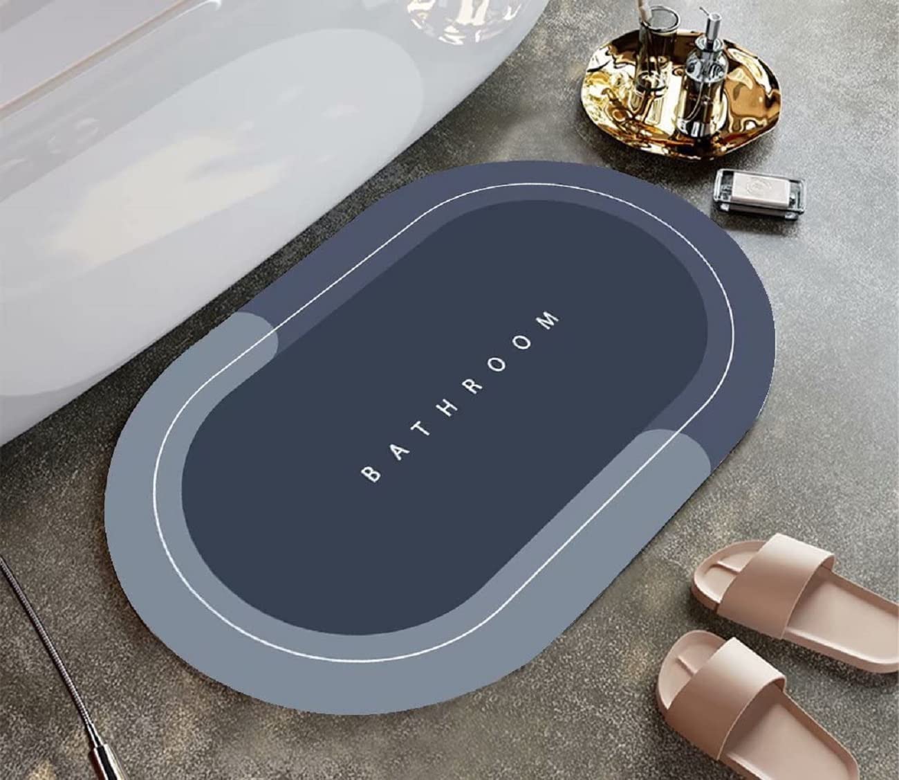 Neel AntiSlip Bath Mat (40 x 60 cm) Quick Water Absorbent Diatomite Door Mat Bathmat for Home, Kitchen, Haze(Multicolor)