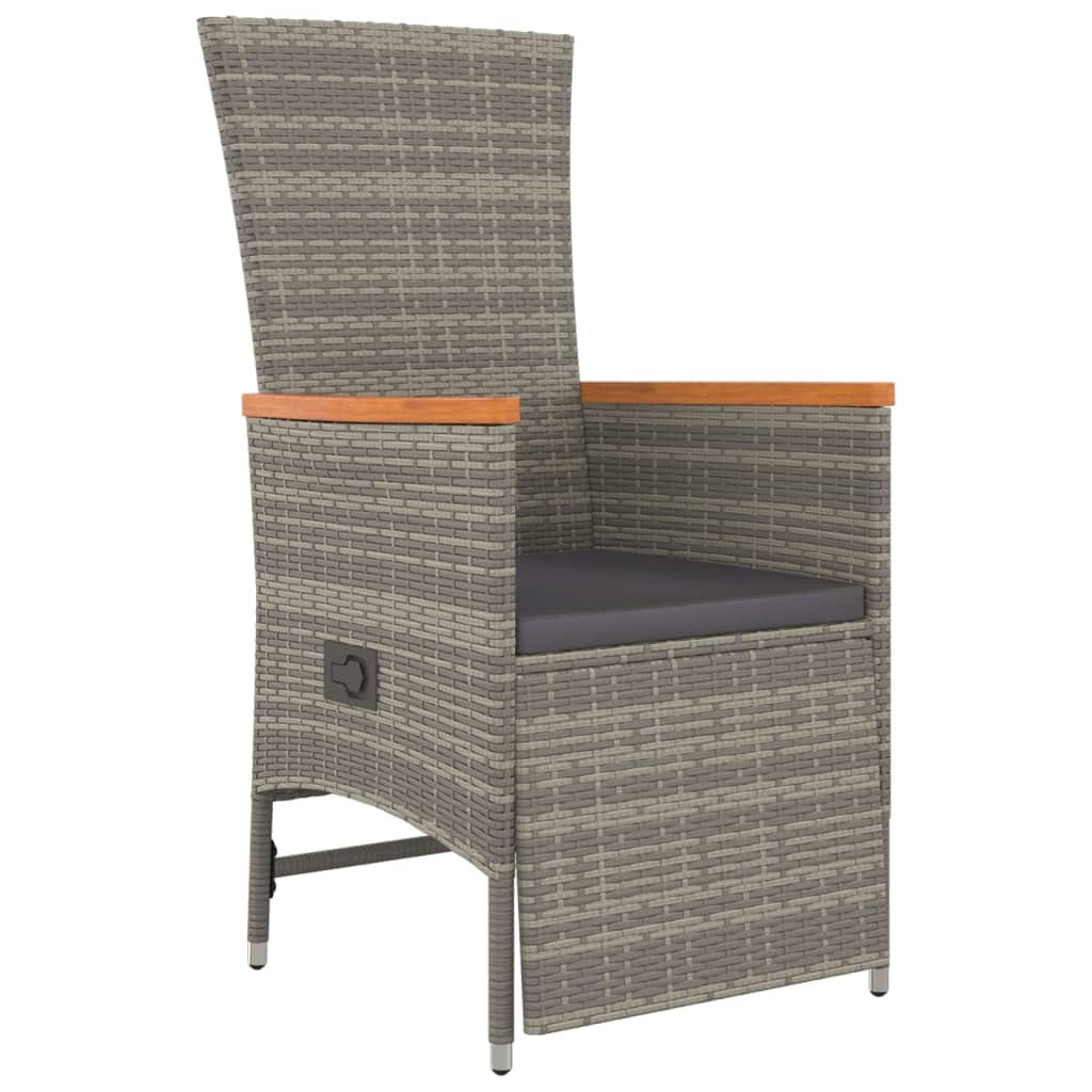 vidaXL Black Poly Rattan 3-Piece Patio Dining Set - Weather-Resistant Outdoor Garden Deck Furniture with Comfortable Seat Cushions & Glass Tabletop