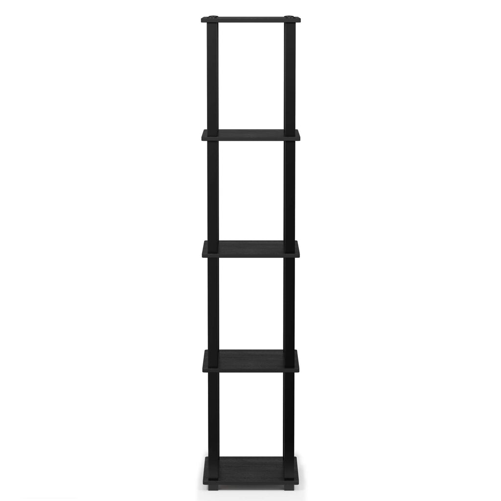 FURINNO Turn-S-Tube 5-Tier Corner Square Rack Display Shelf, Americano/Black