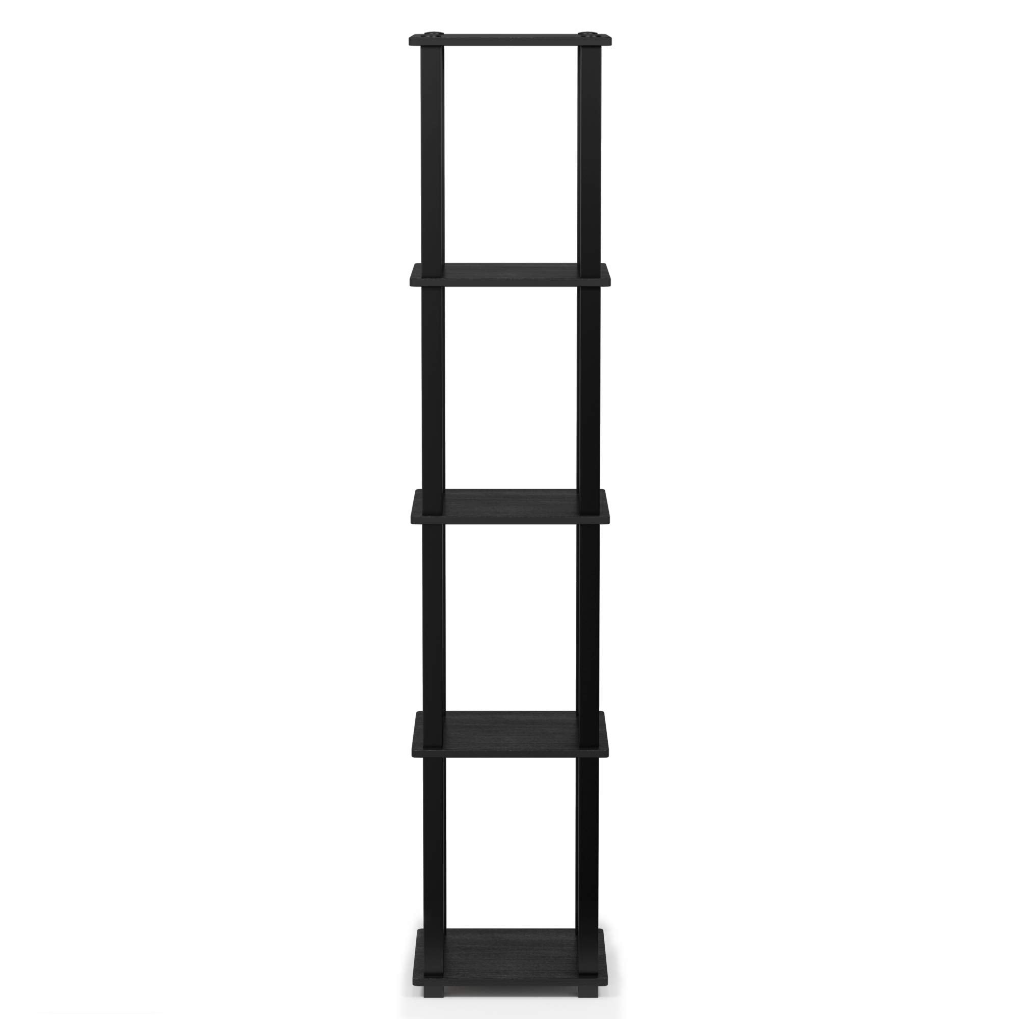 FURINNO Turn-S-Tube 5-Tier Corner Square Rack Display Shelf, Americano/Black